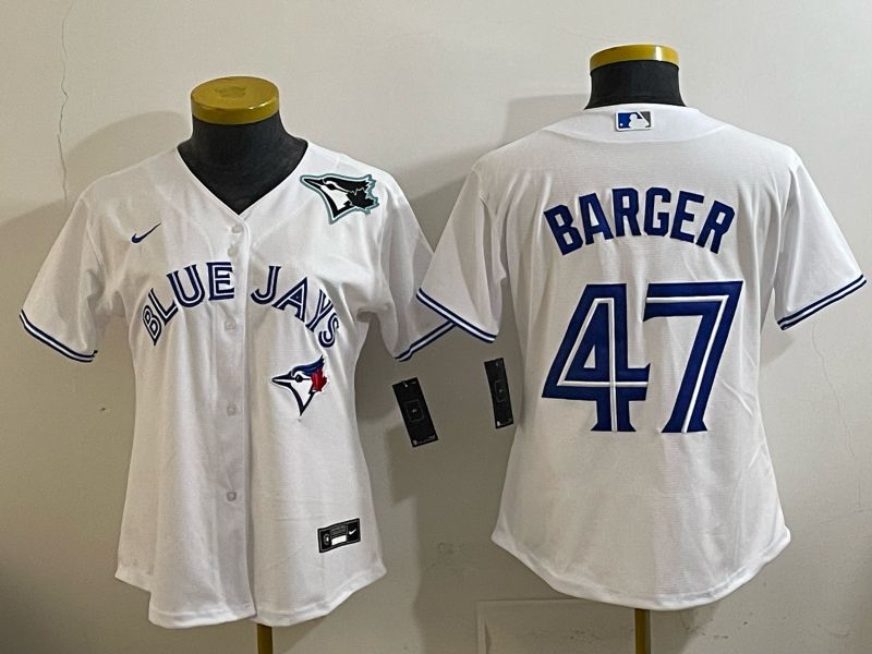 Women 2025 Toronto Blue Jays #47 Barger white Game Nike MLB Jersey style 004->women mlb jersey->Women Jersey